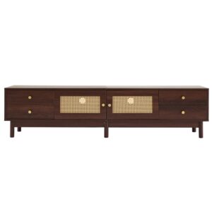 Wohnli Möbelsuche - TV-Möbel in Holzoptik im Vintage-Stil mit 2 Rattantüren