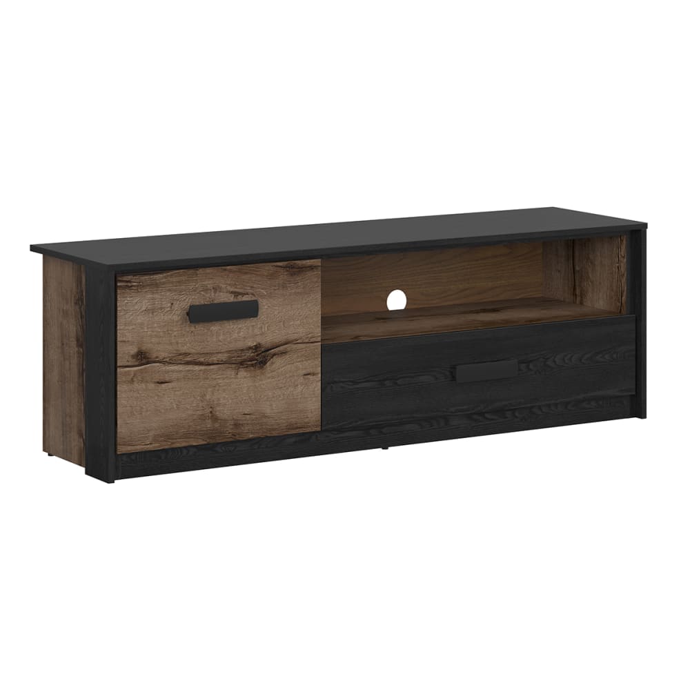 wohnli-moebel-suche-TV-Moebel-mit-1-Schublade-und-1-Tuer-Holzoptik-und-Schwarz-150cm Wohnli Möbelsuche - TV-Möbel mit 1 Schublade und 1 Tür