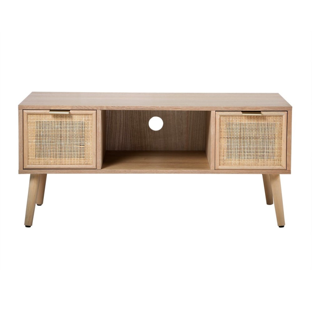 wohnli-moebel-suche-TV-Moebel-mit-2-Schubladen-Vorderseite-aus-Rattan-L100-cm-MIYA Wohnli Möbelsuche - TV-Möbel mit 2 Schubladen Vorderseite aus Rattan L100 cm - MIYA