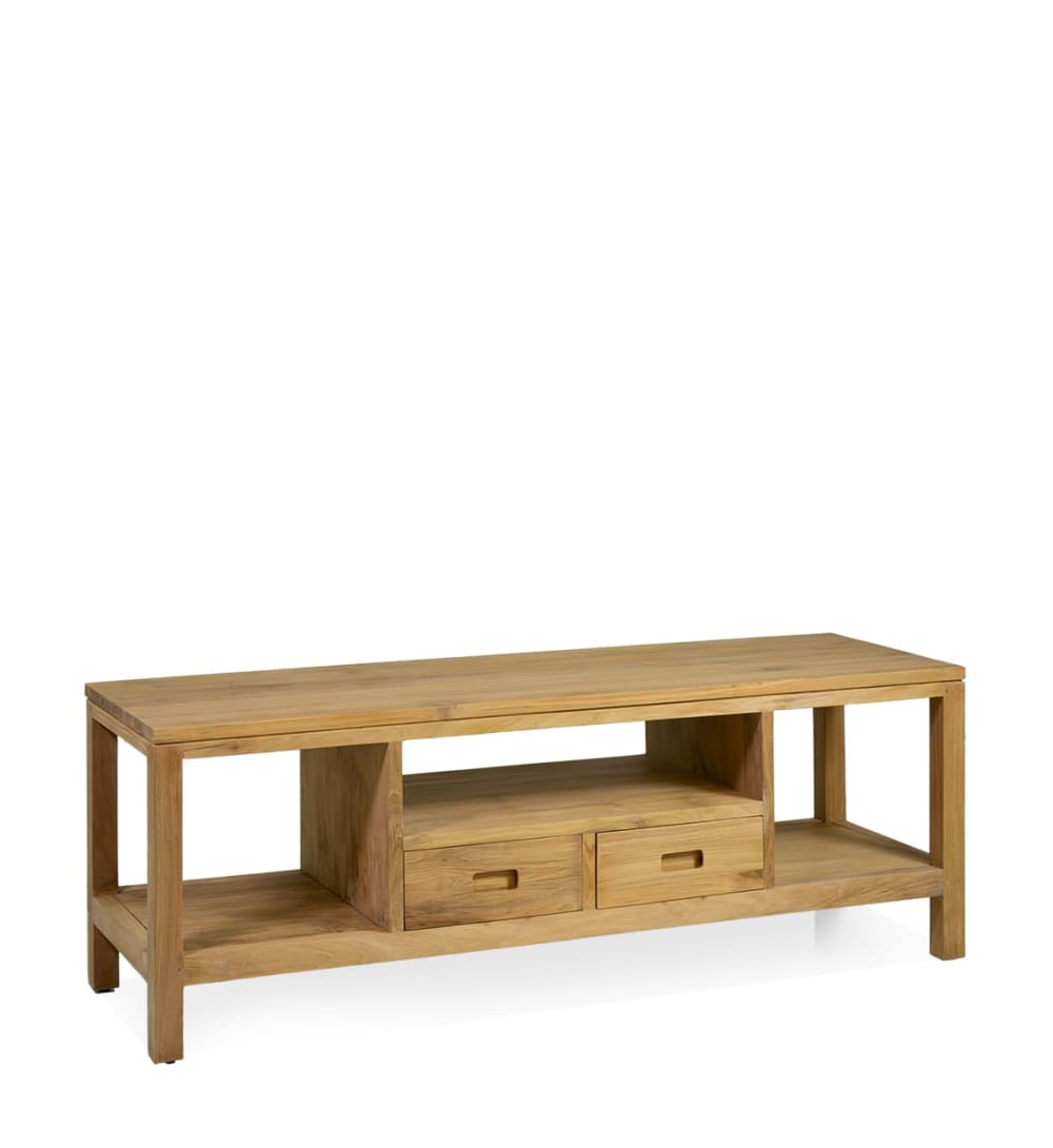 Wohnli Möbelsuche - TV-Möbel mit 2 Schubladen und 3 Fächern aus Teakholz