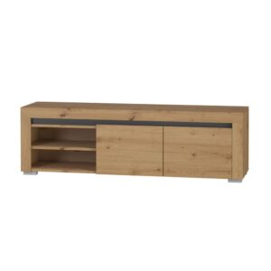 wohnli-moebel-suche-TV-Moebel-mit-2-Tueren-Holzoptik-und-Grau-152cm Wohnli Möbelsuche - TV-Möbel mit 2 Türen
