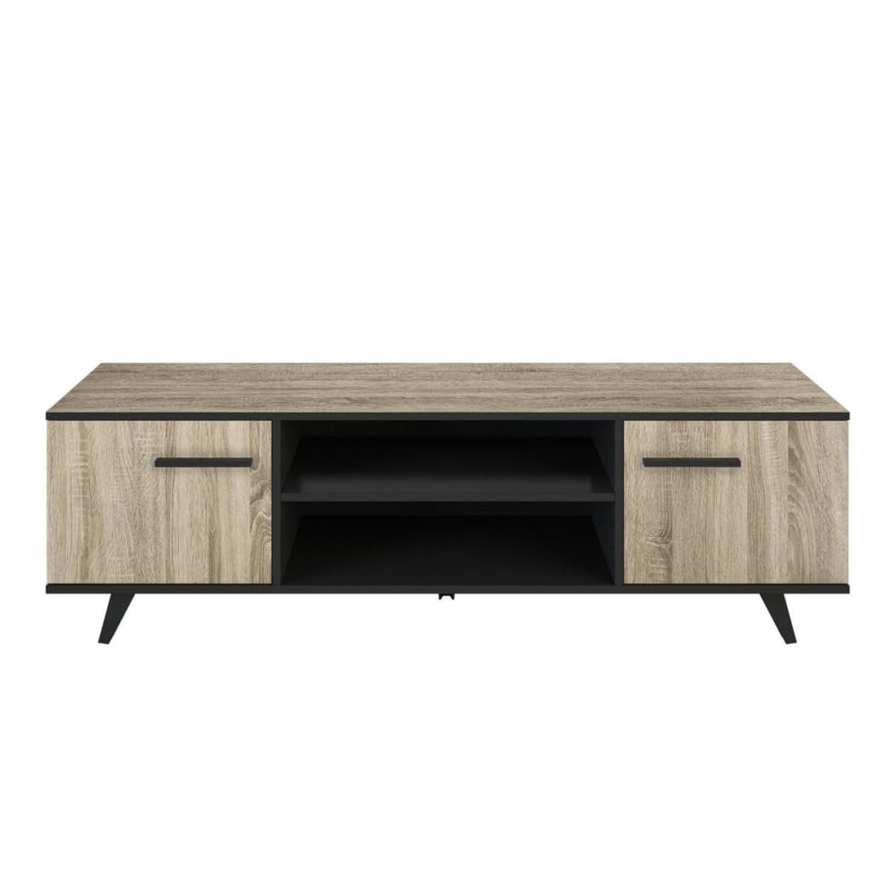 wohnli-moebel-suche-TV-Moebel-mit-2-Tueren-und-2-Faechern-L151-cm-Dekor-Eiche-und-Schwarz Wohnli Möbelsuche - TV-Möbel mit 2 Türen und 2 Fächern L151 cm - Dekor Eiche und Schwarz