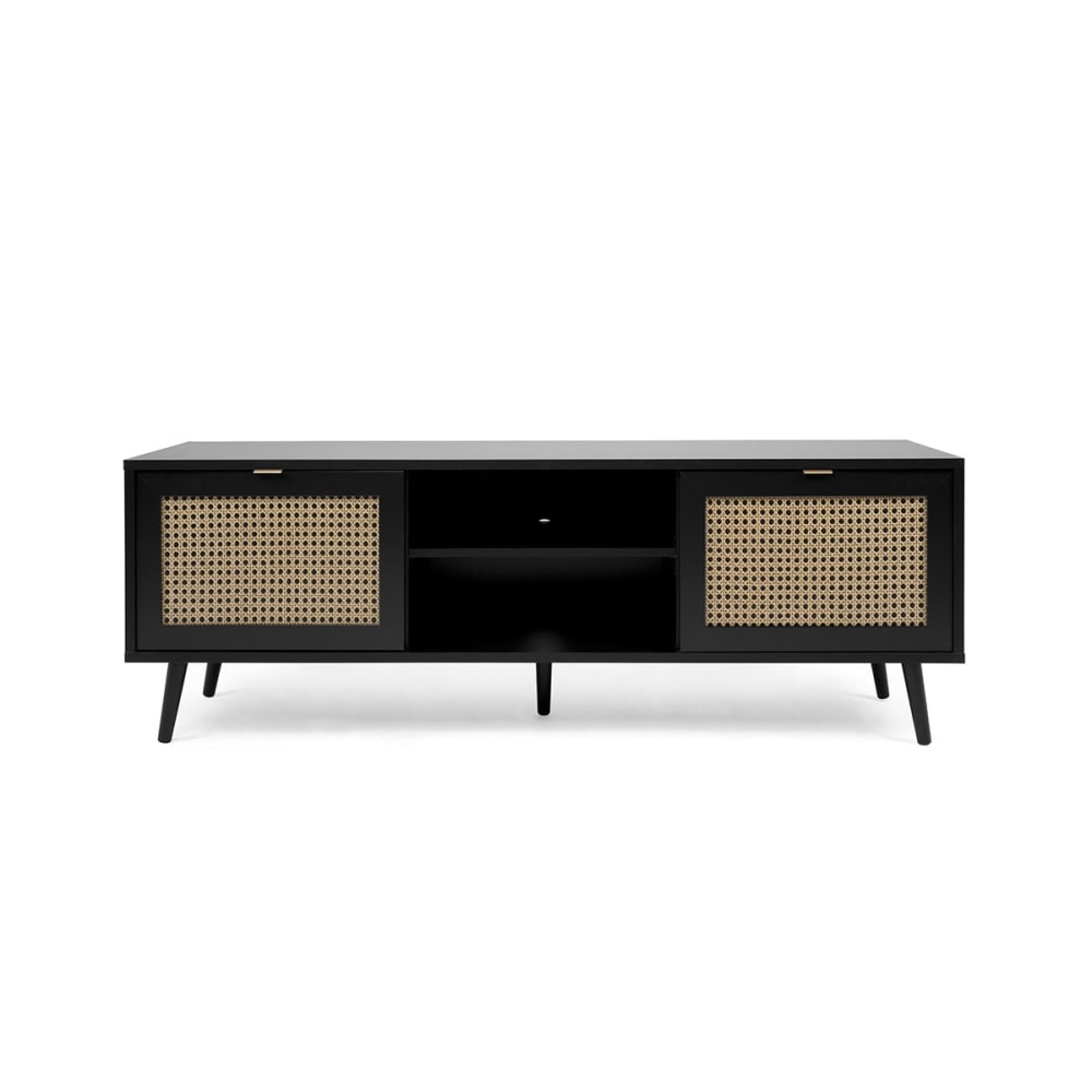 wohnli-moebel-suche-TV-Moebel-mit-2-Tueren-und-2-Klapptueren-L150-cm-Schwarz Wohnli Möbelsuche - TV-Möbel mit 2 Türen und 2 Klapptüren - L150 cm - Schwarz