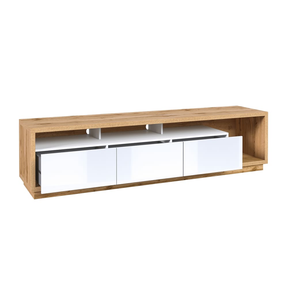 wohnli-moebel-suche-TV-Moebel-mit-3-Schubladen-Weiss-und-Holzoptik-200cm Wohnli Möbelsuche - TV-Möbel mit 3 Schubladen