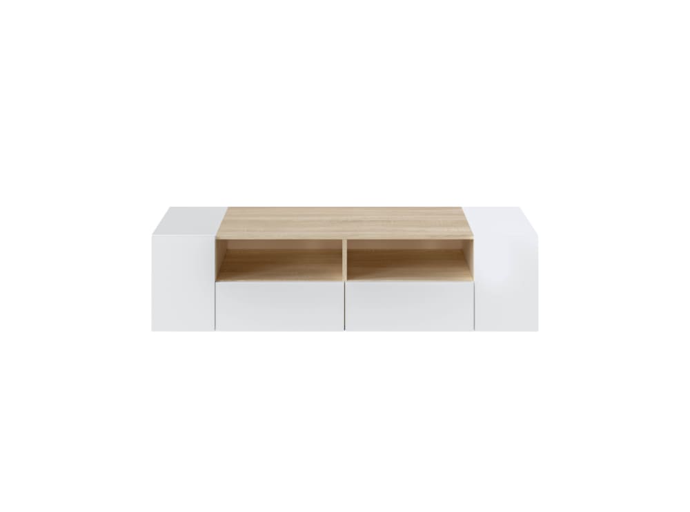 wohnli-moebel-suche-TV-Moebel-mit-4-Tueren-L138-cm-Dekor-Eiche-und-Weiss Wohnli Möbelsuche - TV-Möbel mit 4 Türen L138 cm - Dekor Eiche und Weiß