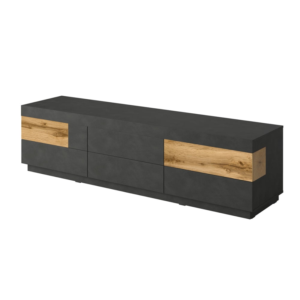 wohnli-moebel-suche-TV-Moebel-mit-6-Schubladen-Grau-und-Holzoptik-206cm Wohnli Möbelsuche - TV-Möbel mit 6 Schubladen