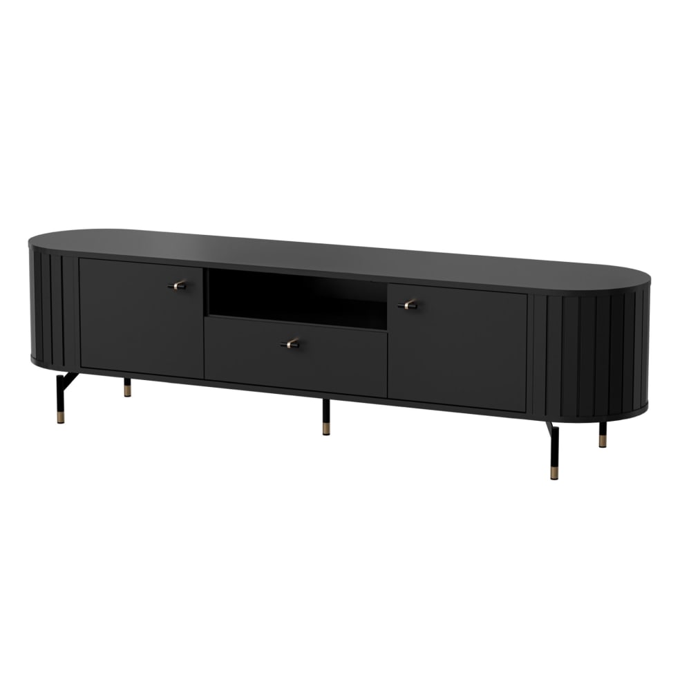 wohnli-moebel-suche-TV-Schrank-2-tuerig-geriffelt-mit-Schublade-schwarz-180-cm Wohnli Möbelsuche - TV-Schrank 2-türig