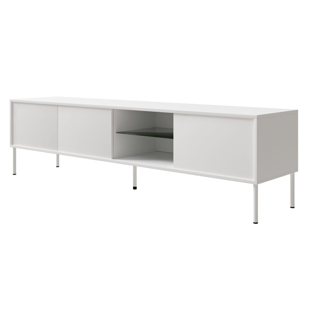 wohnli-moebel-suche-TV-Schrank-3-tuerig-mit-Glasregal-und-LED-175-cm-Weiss Wohnli Möbelsuche - TV-Schrank 3-türig mit Glasregal und LED