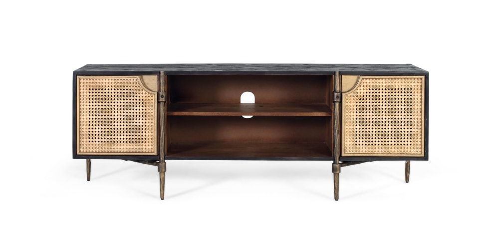wohnli-moebel-suche-TV-Schrank-aus-Mangoholz-mit-Rohrtueren-und-Bronzebeinen Wohnli Möbelsuche - TV-Schrank aus Mangoholz mit Rohrtüren und Bronzebeinen