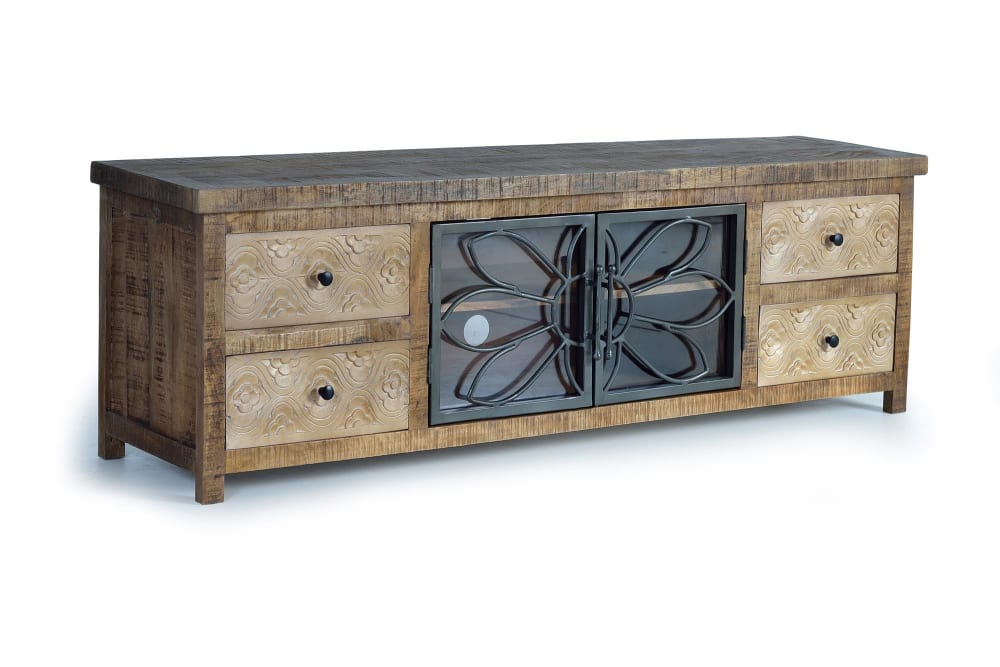 wohnli-moebel-suche-TV-Schrank-aus-gealtertem-braunem-Mangoholz-und-Metall Wohnli Möbelsuche - TV-Schrank aus gealtertem braunem Mangoholz und Metall