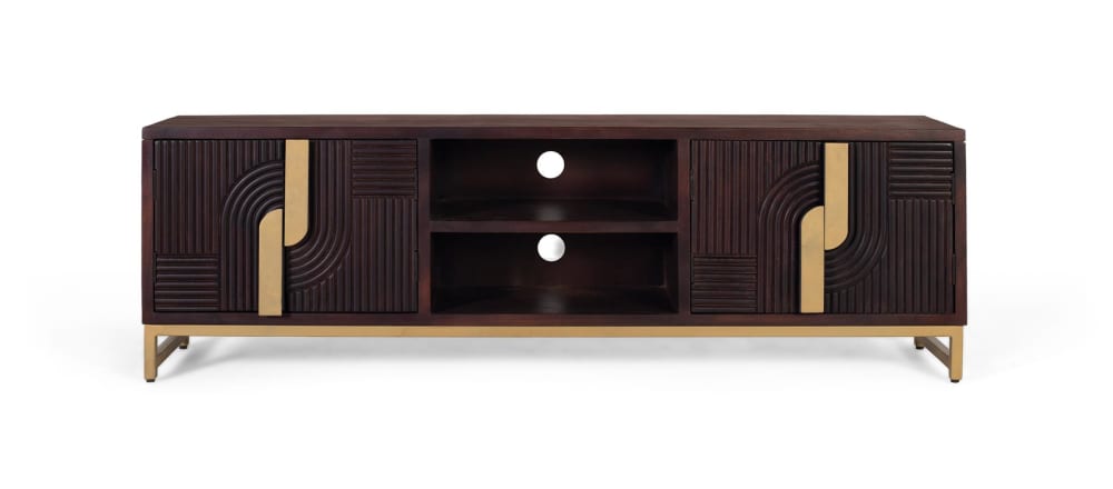 wohnli-moebel-suche-TV-Schrank-aus-massivem-Mangoholz-mit-goldenem-Metallsockel Wohnli Möbelsuche - TV-Schrank aus massivem Mangoholz mit goldenem Metallsockel