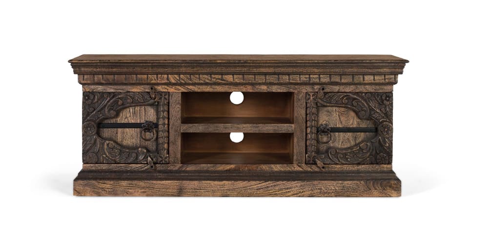 wohnli-moebel-suche-TV-Schrank-aus-massivem-Mangoholz-mit-zwei-Tueren-und-zwei-Regalen Wohnli Möbelsuche - TV-Schrank aus massivem Mangoholz mit zwei Türen und zwei Regalen