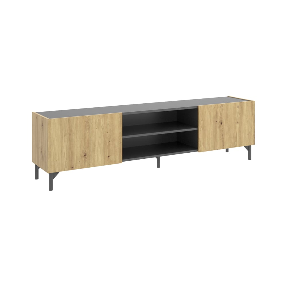 wohnli-moebel-suche-TV-Schrank-in-Eichenholzoptik-Anthrazit-161-x-35-x-45-cm Wohnli Möbelsuche - TV-Schrank in Eichenholzoptik