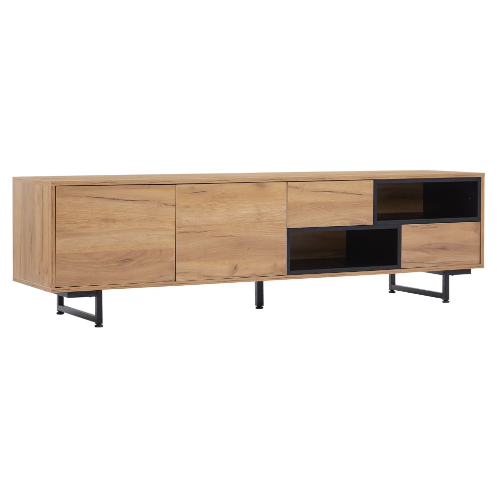 wohnli-moebel-suche-TV-Schrank-in-Holzoptik-mit-2-Schubladen-2-Tueren-und-2-NischenBeige Wohnli Möbelsuche - TV-Schrank in Holzoptik mit 2 Schubladen