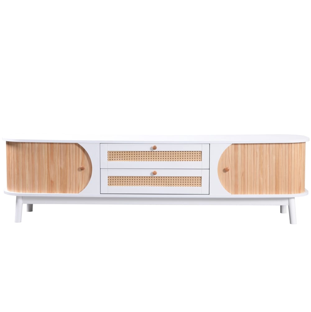 wohnli-moebel-suche-TV-Schrank-in-Holzoptik-mit-Rattantueren-und-SchubladenWeiss Wohnli Möbelsuche - TV-Schrank in Holzoptik mit Rattantüren und Schubladen