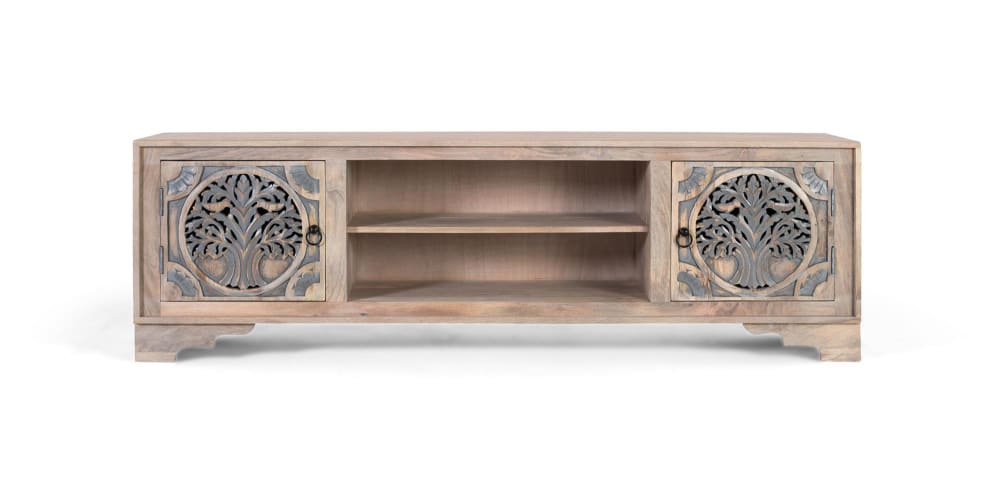 wohnli-moebel-suche-TV-Schrank-mit-2-Tueren-und-2-Faechern-aus-Mangoholz Wohnli Möbelsuche - TV-Schrank mit 2 Türen und 2 Fächern aus Mangoholz.