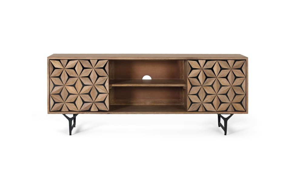 wohnli-moebel-suche-TV-Schrank-mit-2-Tueren-und-2-Regalen-aus-Mangoholz Wohnli Möbelsuche - TV-Schrank mit 2 Türen und 2 Regalen aus Mangoholz