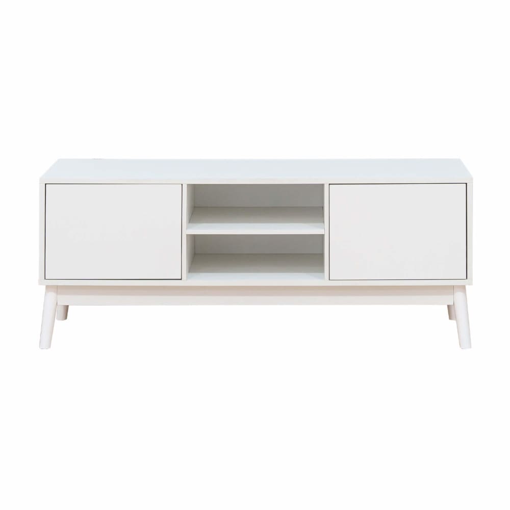 wohnli-moebel-suche-TV-Schrank-mit-2-Tueren-und-2-Regalen-aus-weissem-Spanplatten Wohnli Möbelsuche - TV-Schrank mit 2 Türen und 2 Regalen aus weißem Spanplatten