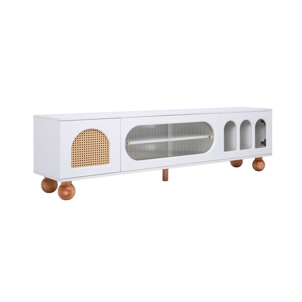 wohnli-moebel-suche-TV-Schrank-mit-Rattantuer-Goldene-Beingriffe-Weiss Wohnli Möbelsuche - TV-Schrank mit Rattantür