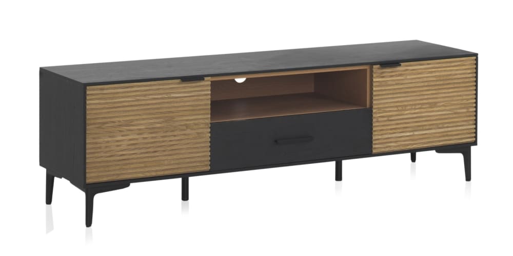 wohnli-moebel-suche-TV-Schrank-mit-schwarzem-Eschenholzfurnier-und-Tueren-in-Naturholz Wohnli Möbelsuche - TV-Schrank mit schwarzem Eschenholzfurnier und Türen in Naturholz.
