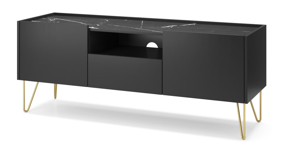 wohnli-moebel-suche-TV-Staender-Holzeffekt-Schwarz-und-Gold Wohnli Möbelsuche - TV-Ständer Holzeffekt Schwarz und Gold