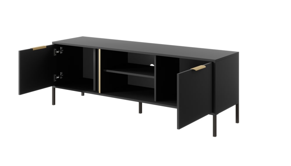 wohnli-moebel-suche-TV-Staender-Holzeffekt-Schwarz-und-Gold Wohnli Möbelsuche - TV-Ständer Holzeffekt Schwarz und Gold