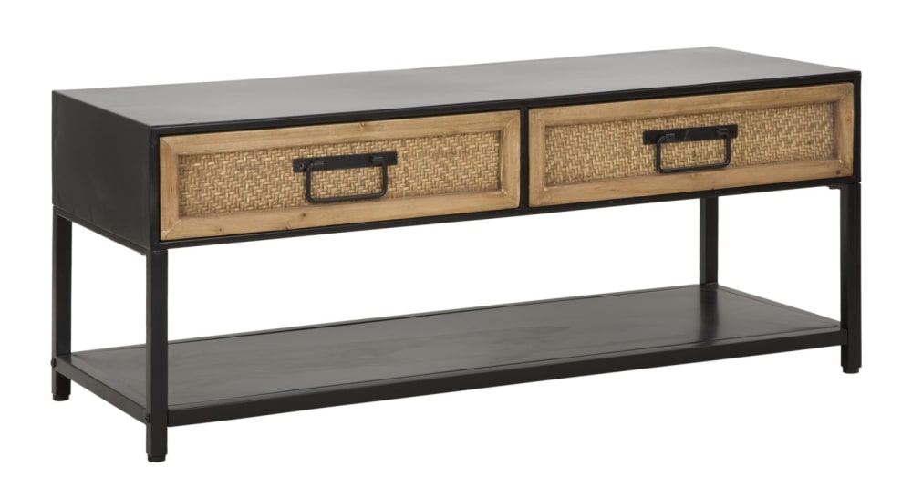 Wohnli Möbelsuche - TV-Ständer aus Holz und Metall braun und schwarz cm 95x38x38