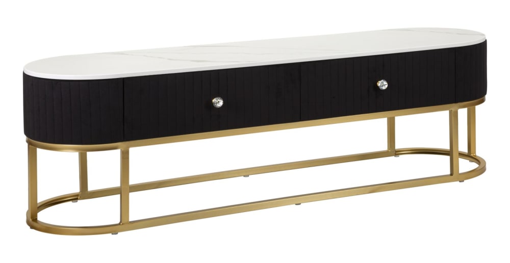Wohnli Möbelsuche - TV-Ständer aus Metall Stoff Holz Gold schwarz weiß cm150x42x45