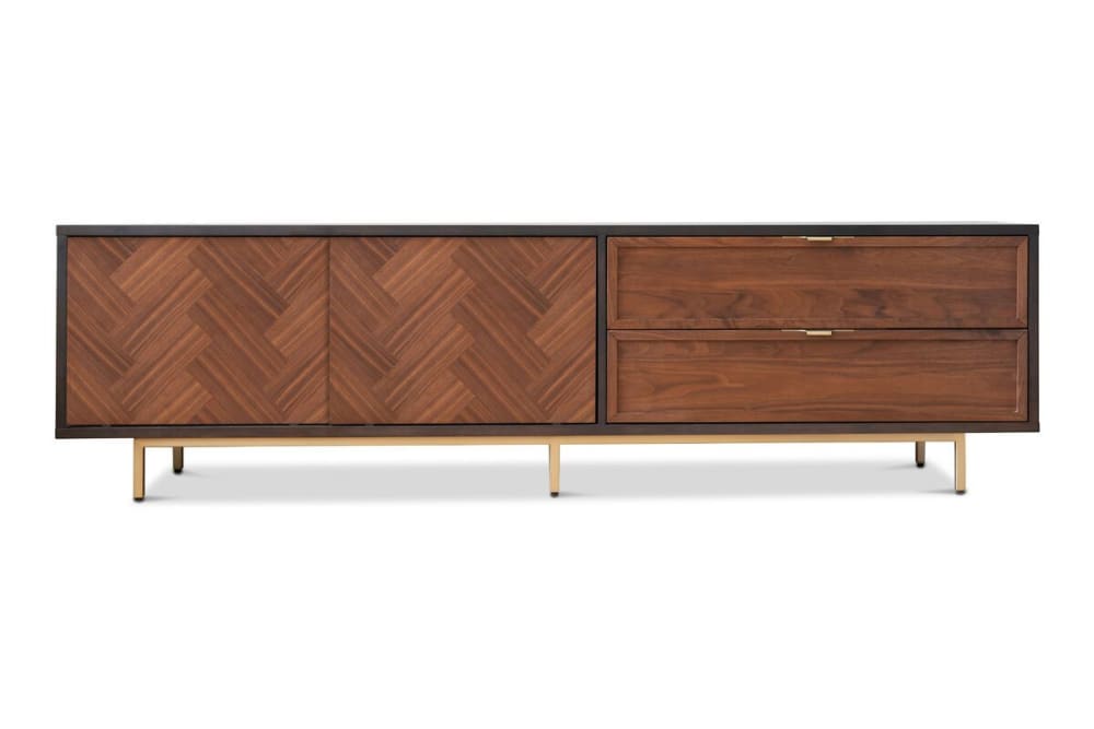 wohnli-moebel-suche-TV-Staender-aus-dunklem-Holz-mit-Schiebetueren-und-2-Schubladen Wohnli Möbelsuche - TV-Ständer aus dunklem Holz mit Schiebetüren und 2 Schubladen