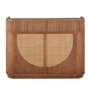 Wohnli Möbelsuche - Thekenelement aus massivem Mangoholz mit Rattan-Applikationen