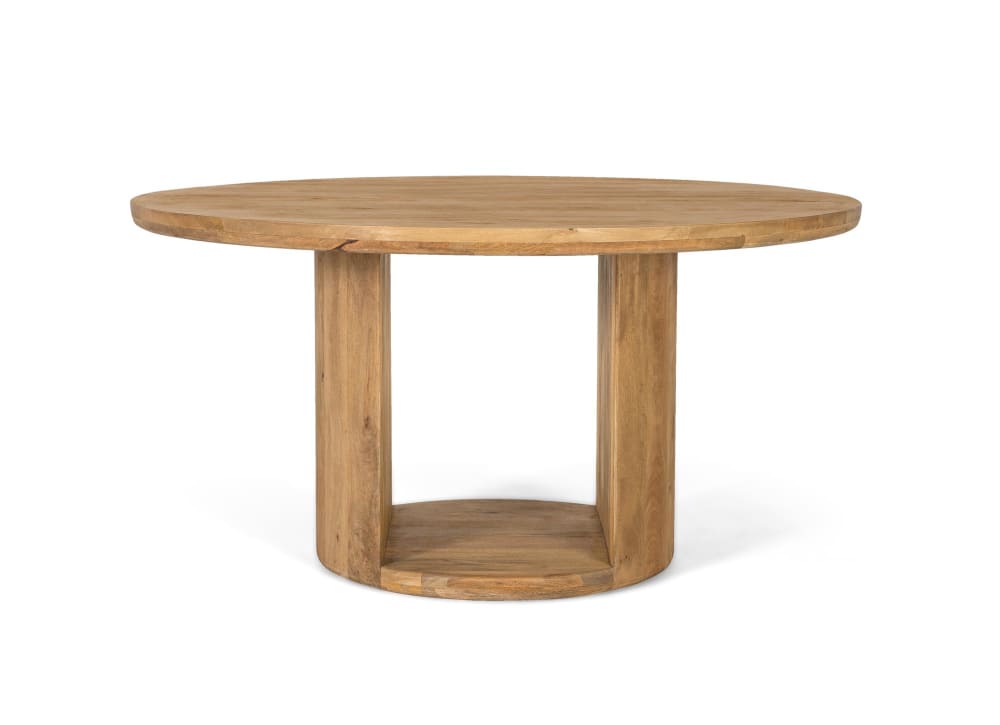 Wohnli Möbelsuche - Tisch aus Mangoholz mit runder Platte 150 cm Durchmesser