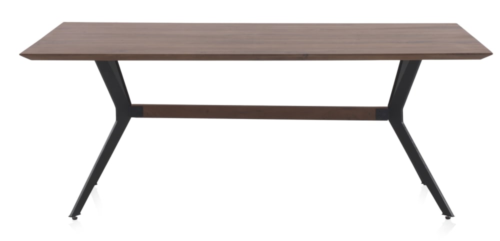 Wohnli Möbelsuche - Tisch aus massivem Akazienholz 200 x 100 cm mit schwarzen Metallbeinen