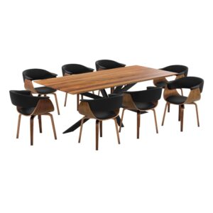 wohnli-moebel-suche-Tisch-und-Stuehle-fuer-8-Personen-aus-schwarzem-Kunstleder-und-Holz Wohnli Möbelsuche - Tisch und Stühle für 8 Personen aus schwarzem Kunstleder und Holz