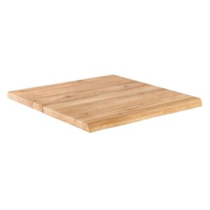 Wohnli Möbelsuche - Tischplatte mit unregelmäßigen Kanten (70 x 70 cm) aus Eiche.
