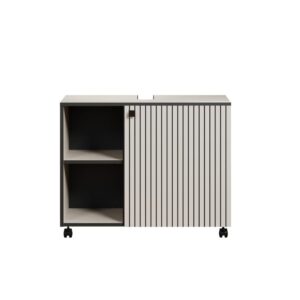 Wohnli Möbelsuche - Unterschrank mit Rollen und 1 Tür L80 cm - Grau und Schwarz