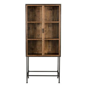 Wohnli Möbelsuche - Verglaster Holzschrank mit schwarzem Metall