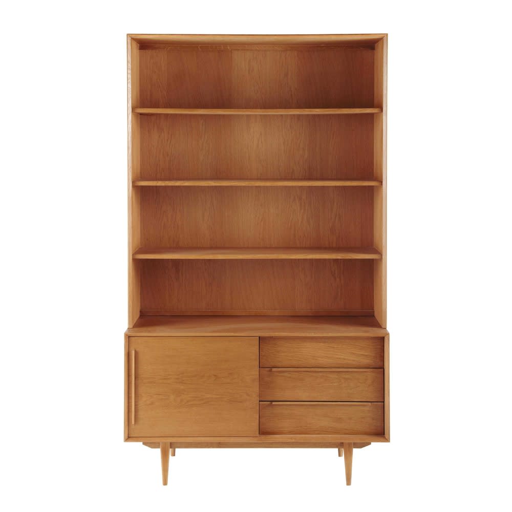 Wohnli Möbelsuche - Vintage Bücherregal aus Eiche mit 3 Schubladen und 1 Tür