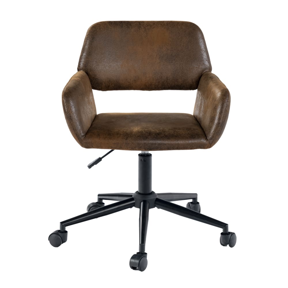 wohnli-moebel-suche-Vintage-Buerostuhl-Aus-Verstellbarem-Wildlederstoff-Und-5-Rollen-Braun Wohnli Möbelsuche - Vintage-Bürostuhl Aus Verstellbarem Wildlederstoff Und 5 Rollen