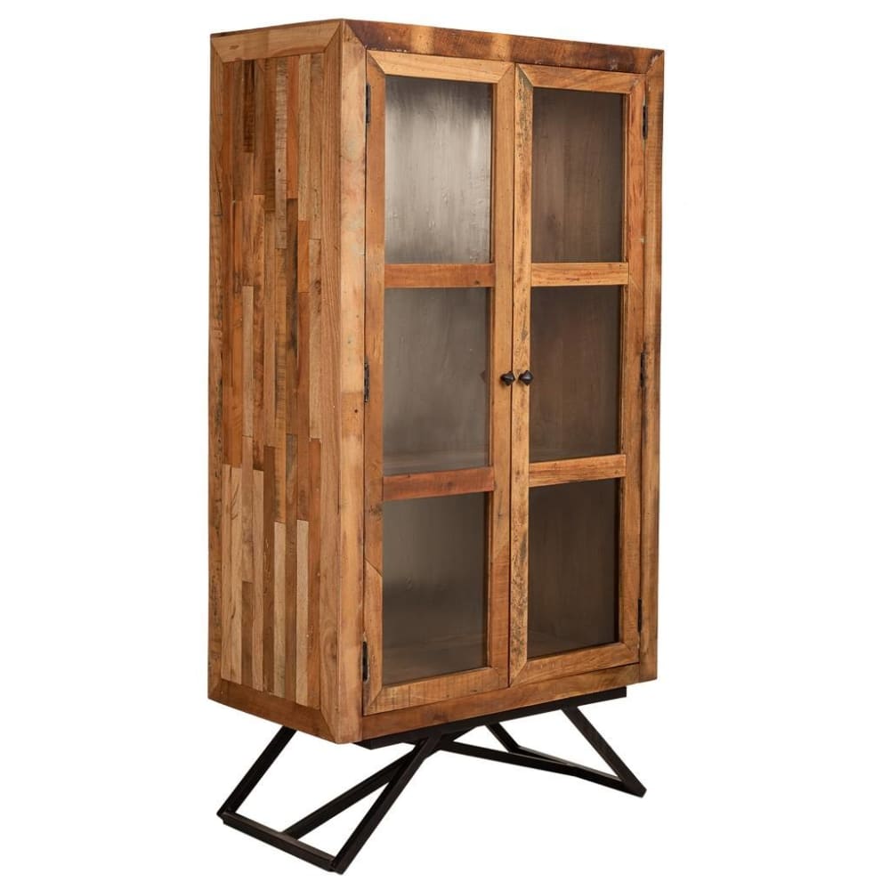 wohnli-moebel-suche-Vitrine-aus-Holz-und-Metall-mit-handwerklichem-Finish-90x47x175-braun Wohnli Möbelsuche - Vitrine aus Holz und Metall mit handwerklichem Finish 90x47x175
