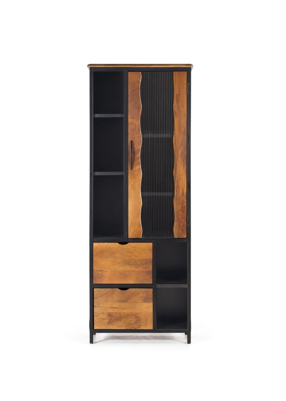 wohnli-moebel-suche-Vitrine-aus-Mangoholz-und-Metall Wohnli Möbelsuche - Vitrine aus Mangoholz und Metall