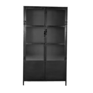 wohnli-moebel-suche-Vitrine-aus-Metall-100x43x180cm-schwarz Wohnli Möbelsuche - Vitrine aus Metall 100x43x180cm