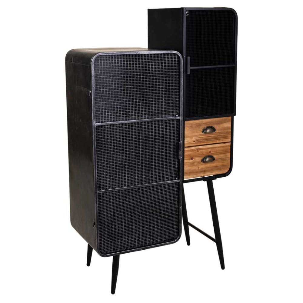 wohnli-moebel-suche-Vitrine-aus-Metall-und-Holz-76x405x135-schwarz Wohnli Möbelsuche - Vitrine aus Metall und Holz