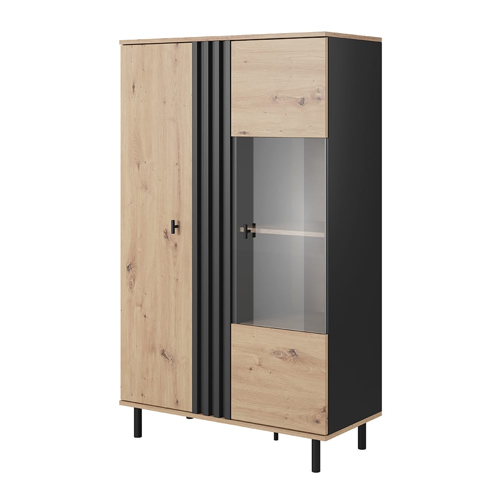 wohnli-moebel-suche-Vitrine-in-Lamellen-Optik-aus-Holz-901x40x1488cm-Eiche-anthrazit Wohnli Möbelsuche - Vitrine in Lamellen-Optik aus Holz