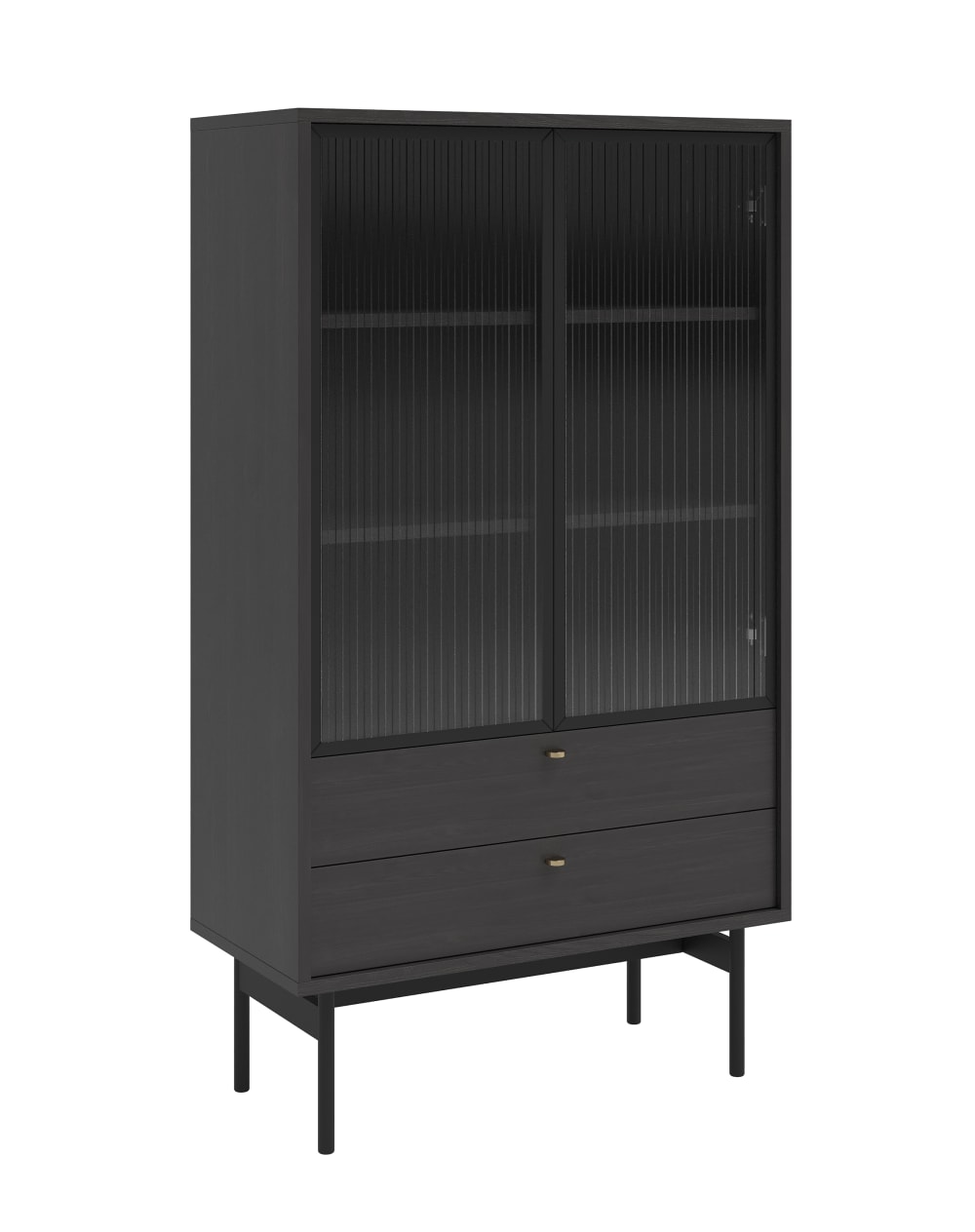 wohnli-moebel-suche-Vitrine-mit-2-Regalboeden-in-Holzoptik-Esche-Portland-Schwarz-85-cm Wohnli Möbelsuche - Vitrine mit 2 Regalböden in Holzoptik Esche Portland Schwarz