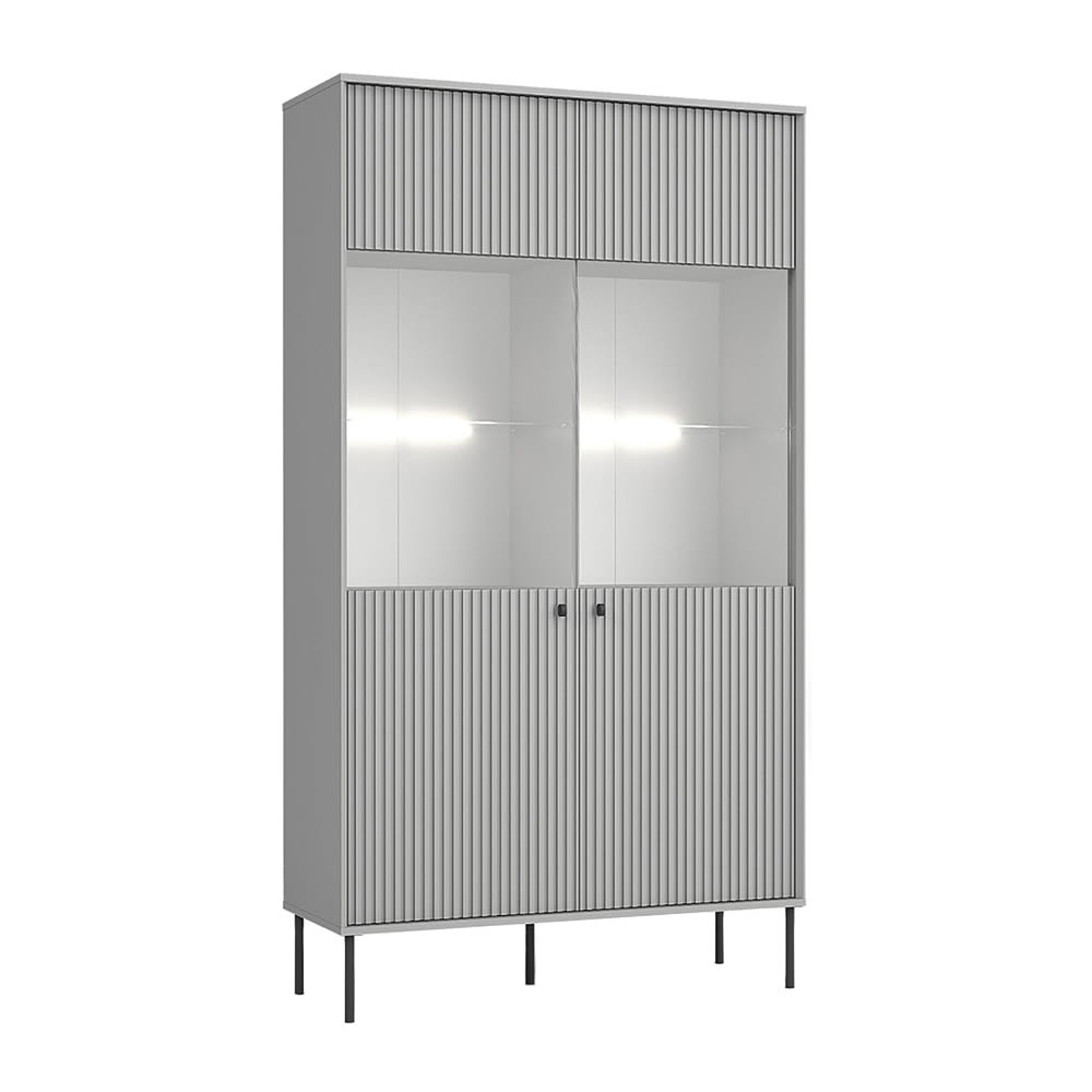 wohnli-moebel-suche-Vitrine-mit-2-Tueren-aus-Spanplatte-MDF-grau-matt-105x41x191cm Wohnli Möbelsuche - Vitrine mit 2 Türen aus Spanplatte & MDF