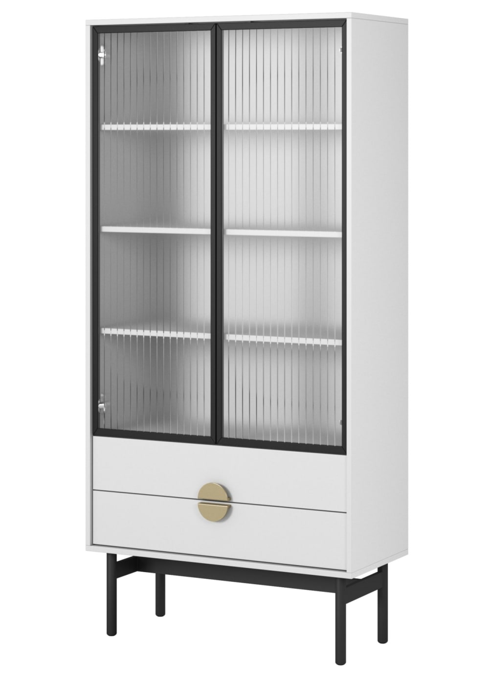 Wohnli Möbelsuche - Vitrine mit 3 Regalböden und 2 Schubladen