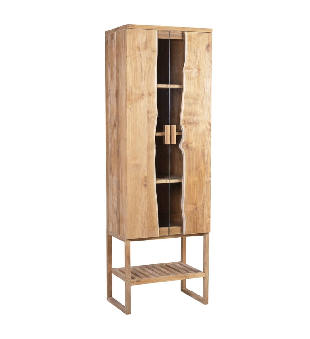 wohnli-moebel-suche-Vitrine-mit-5-Boeden-aus-Holz-und-Glas-H-185-cm-beige Wohnli Möbelsuche - Vitrine mit 5 Böden aus Holz und Glas