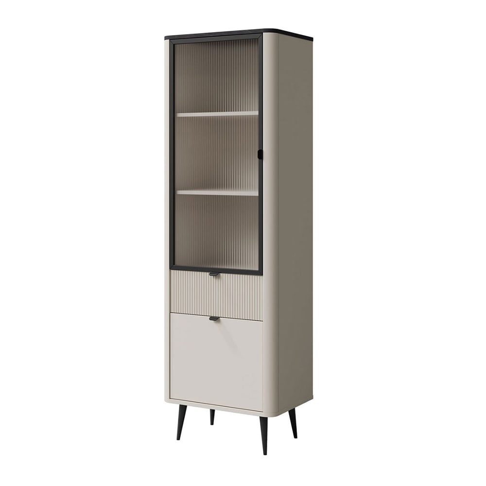 wohnli-moebel-suche-Vitrine-mit-Glastuer-aus-Holz-60x40x191cm-kaschmir-grau Wohnli Möbelsuche - Vitrine mit Glastür