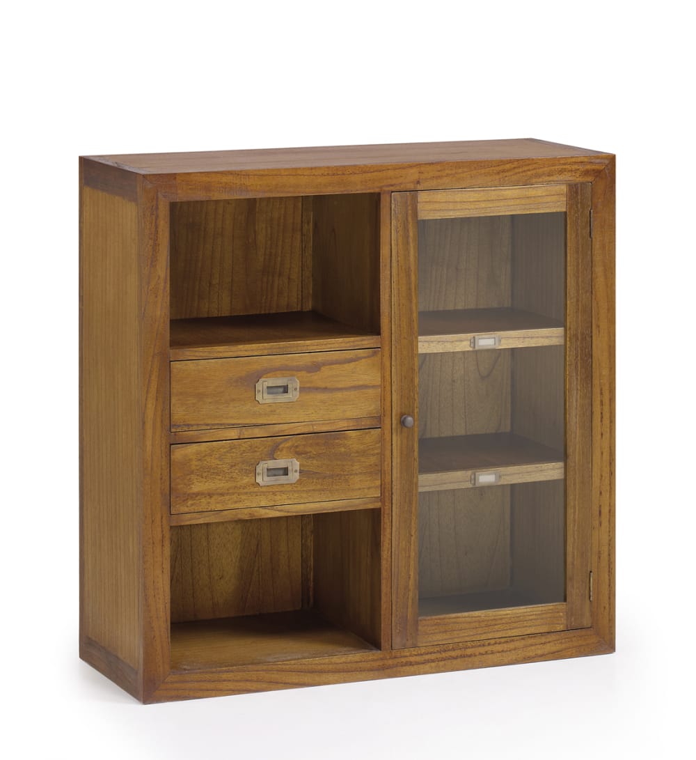 Wohnli Möbelsuche - Vitrine mit Glastür und 2 Schubladen aus Holz