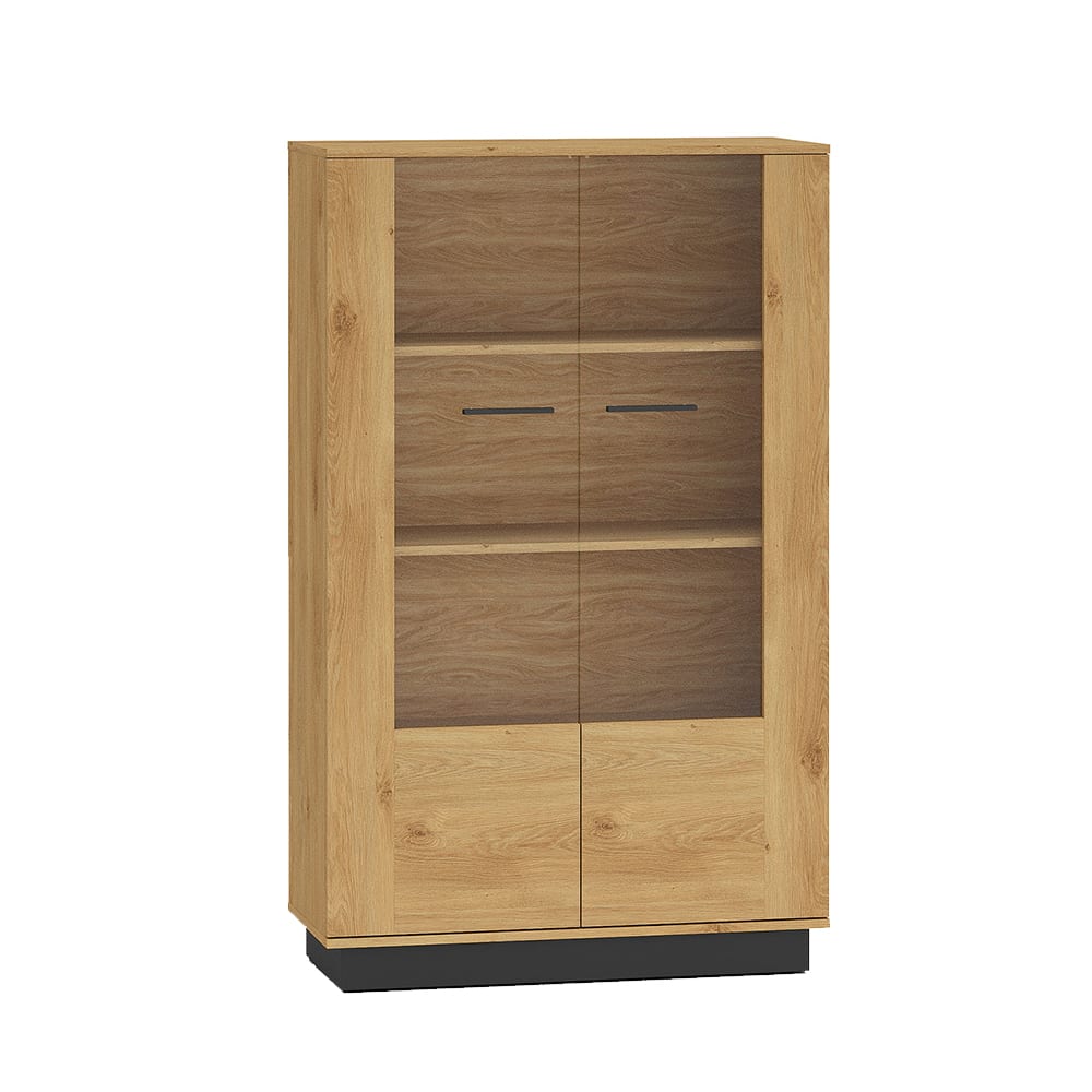 wohnli-moebel-suche-Vitrine-mit-Tueren-aus-Spanplatte-92x40x149cm-Eiche-Schwarz Wohnli Möbelsuche - Vitrine mit Türen aus Spanplatte